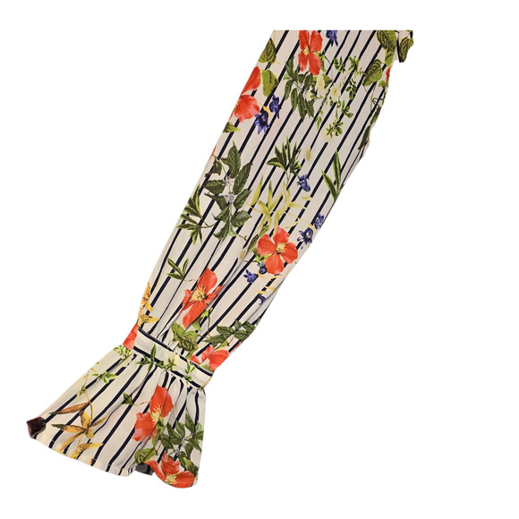 Rose + Olive Top Womens Large Multi Floral Striped Bell Sleeve Cottagecore Boho - Picture 7 of 11